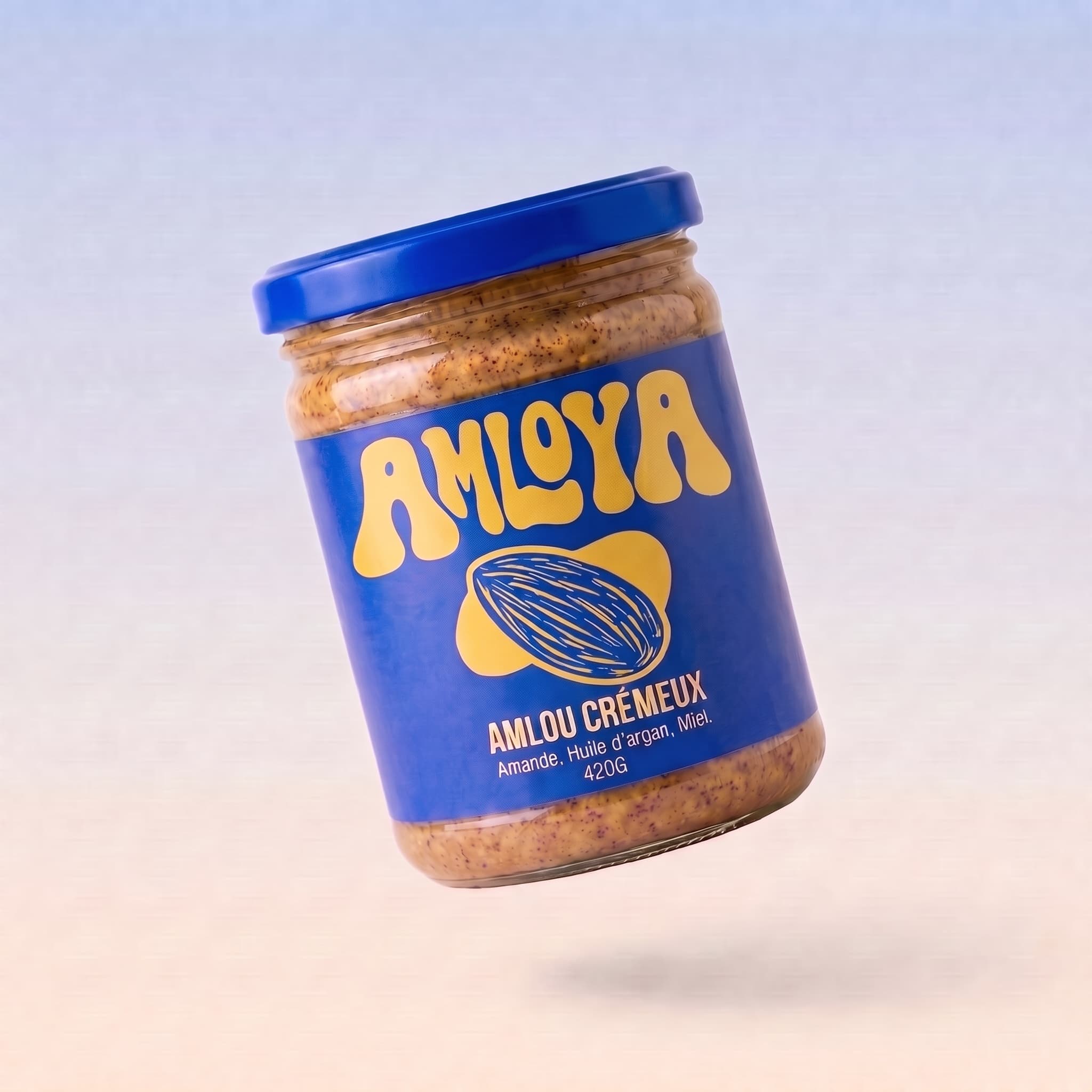 Pot AMLOYA en lévitation sur fond dégradé bleu ciel